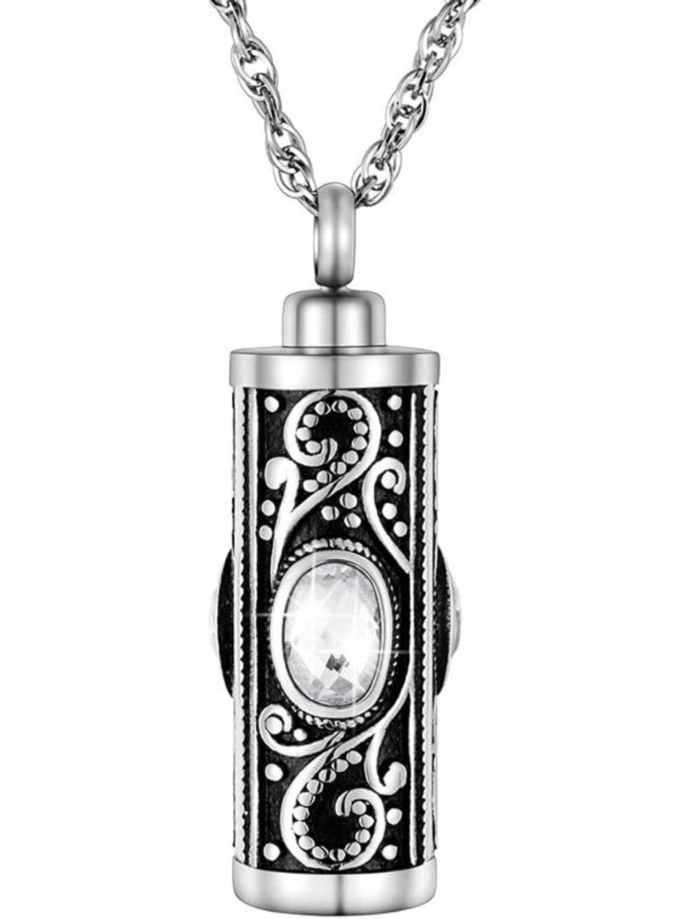 Elegant Crystal Cremation Urn Necklace for Ashes - Stainless Steel Memorial